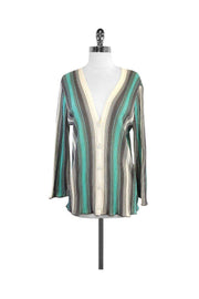 Current Boutique-M Missoni - Multicolor Striped Cotton Blend Knit Cardigan Sz 12