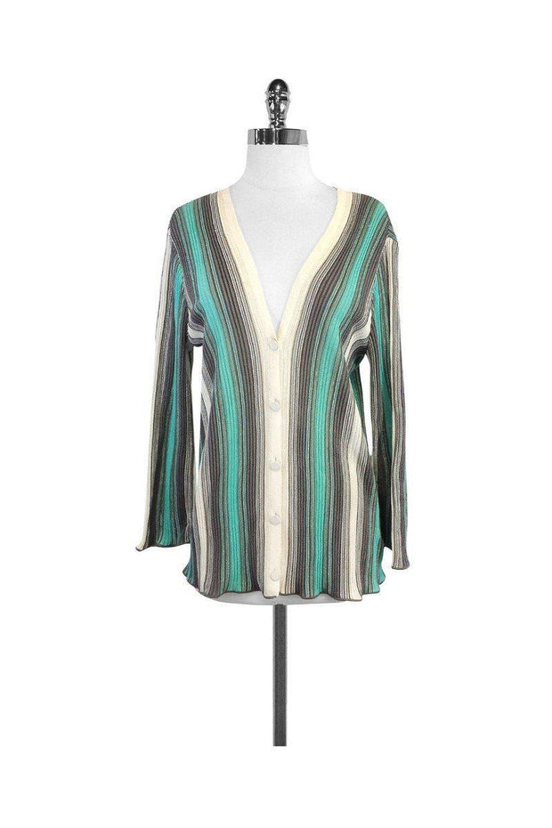 M Missoni - Multicolor Striped Cotton Blend Knit Cardigan Sz Current Boutique