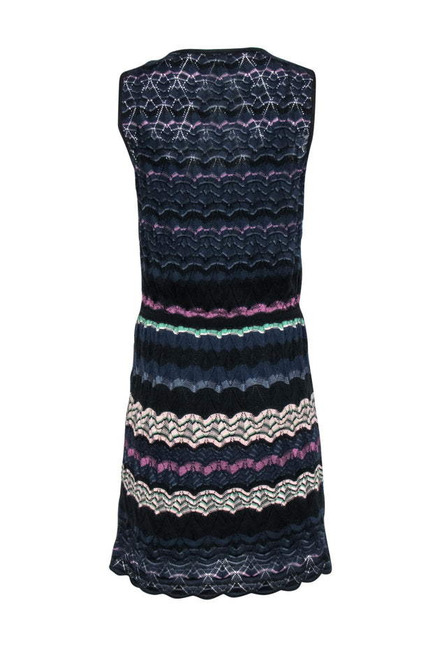Current Boutique-M Missoni - Navy and Multicolored Stripe Sleeveless Knit Dress Sz S