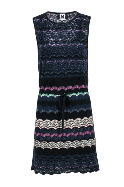 Current Boutique-M Missoni - Navy and Multicolored Stripe Sleeveless Knit Dress Sz S