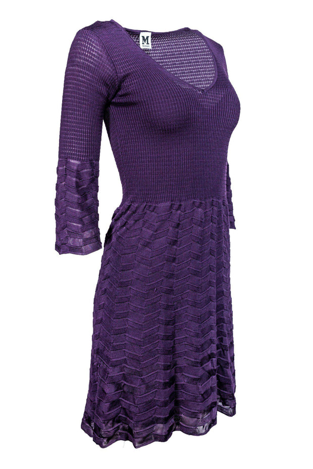 Current Boutique-M Missoni - Purple Knitted Dress w/ Bell Sleeves Sz S