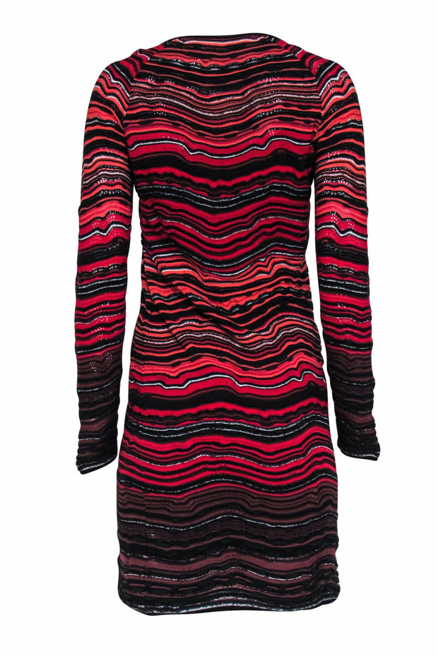 Current Boutique-M Missoni - Red, Black & Coral Long Sleeve Knit Bodycon Dress Sz 6