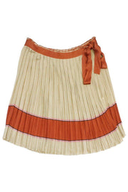 Current Boutique-M Missoni - Tan & Orange Wool Blend Pleated Skirt Sz 4