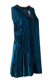 Current Boutique-M Missoni - Teal Velvet Sleeveless Shift Dress Sz 0