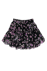 Current Boutique-MISA Los Angeles - Black & Purple Ruffle Miniskirt Sz XS