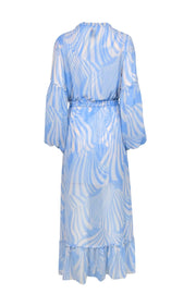 Current Boutique-MISA Los Angeles - Blue & White Swirl Print Maxi Dress w/ Tassels Sz S