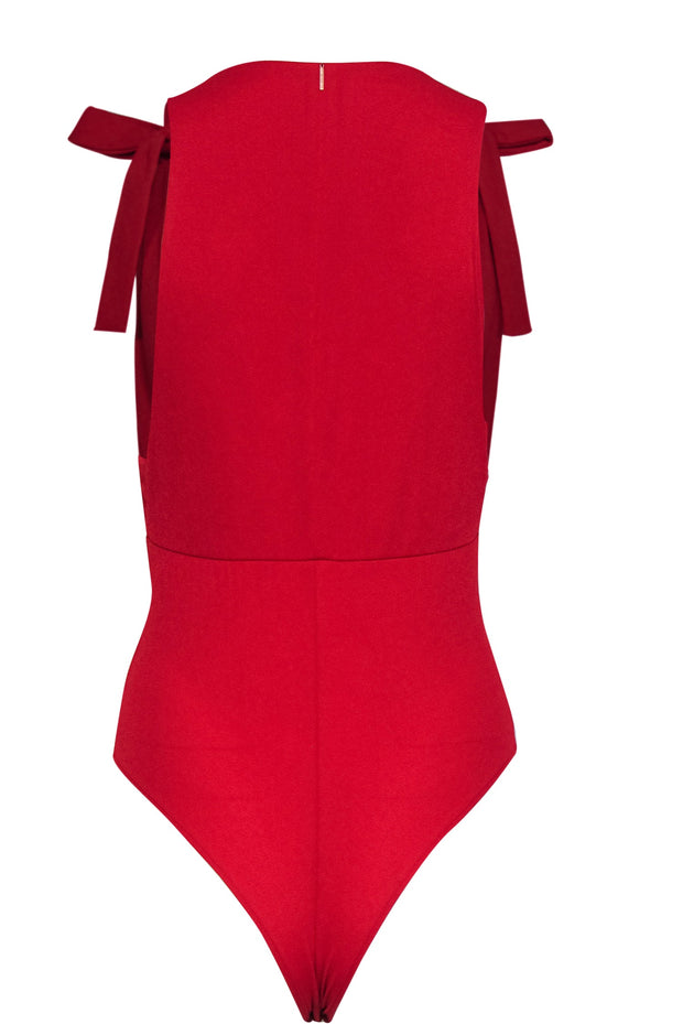 Current Boutique-MISA Los Angeles - Red Plunge "Paolla" Bodysuit w/ Bows Sz S