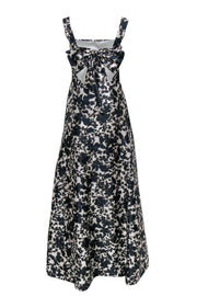 Current Boutique-ML Monique Lhuillier - Navy & White Floral Gown w/ Bow Sz 4
