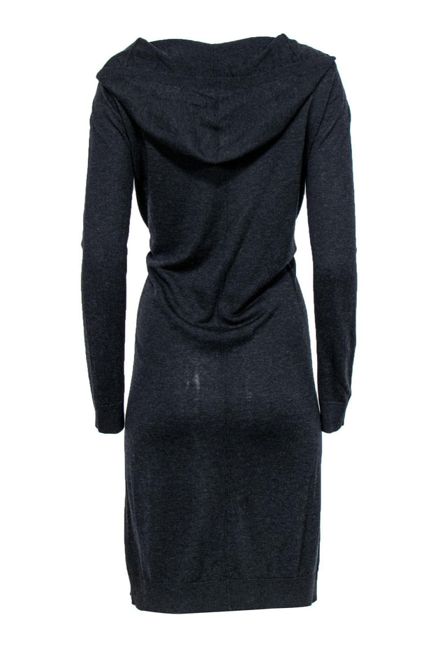Current Boutique-MM6 Maison Margiela - Charcoal Wool Blend Hooded Midi Sweatshirt Dress Sz M