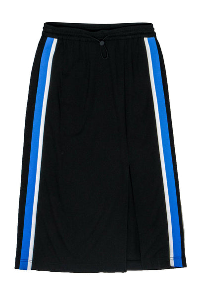 Current Boutique-MO&Co. - Black Drawstring Waist Midi Skirt w/ Racing Stripe Sz S