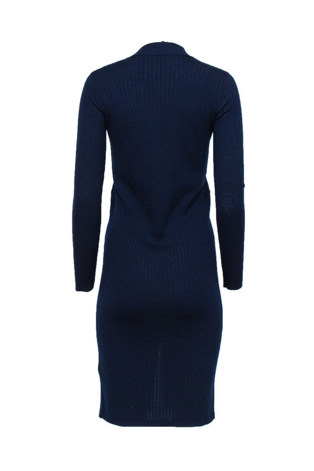 Current Boutique-MO&Co. - Navy Blue Ribbed Knit Midi Dress w/ Buttons Sz XS