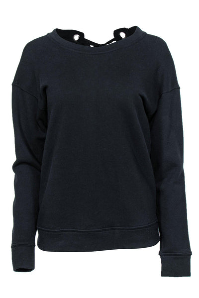 Current Boutique-MOTHER - Black Cotton Sweatshirt w/ Lace-Up Back Sz S