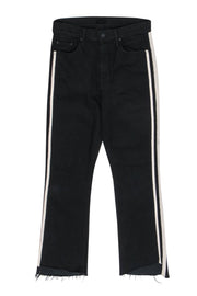 Current Boutique-MOTHER - Black Cropped Straight Leg Jeans w/ White Stripes Sz 28