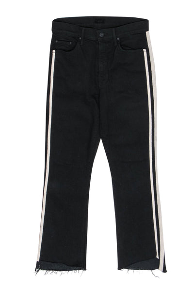 Current Boutique-MOTHER - Black Cropped Straight Leg Jeans w/ White Stripes Sz 28