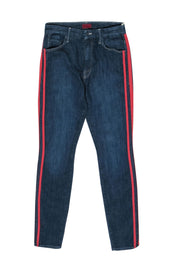 Current Boutique-MOTHER - Medium Wash Straight Leg Jeans w/ Double Red Stripe Sz 27
