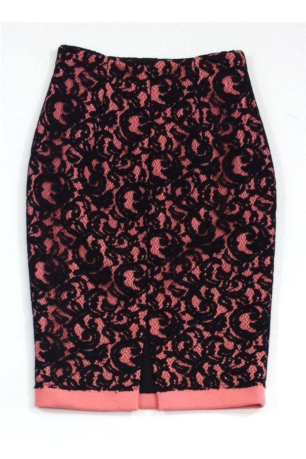 Current Boutique-MSGM - Black Lace & Pink Wool Pencil Skirt Sz 6