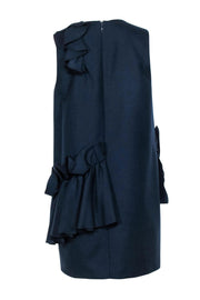 Current Boutique-MSGM - Navy Wool Ruffle Shift Dress Sz 10