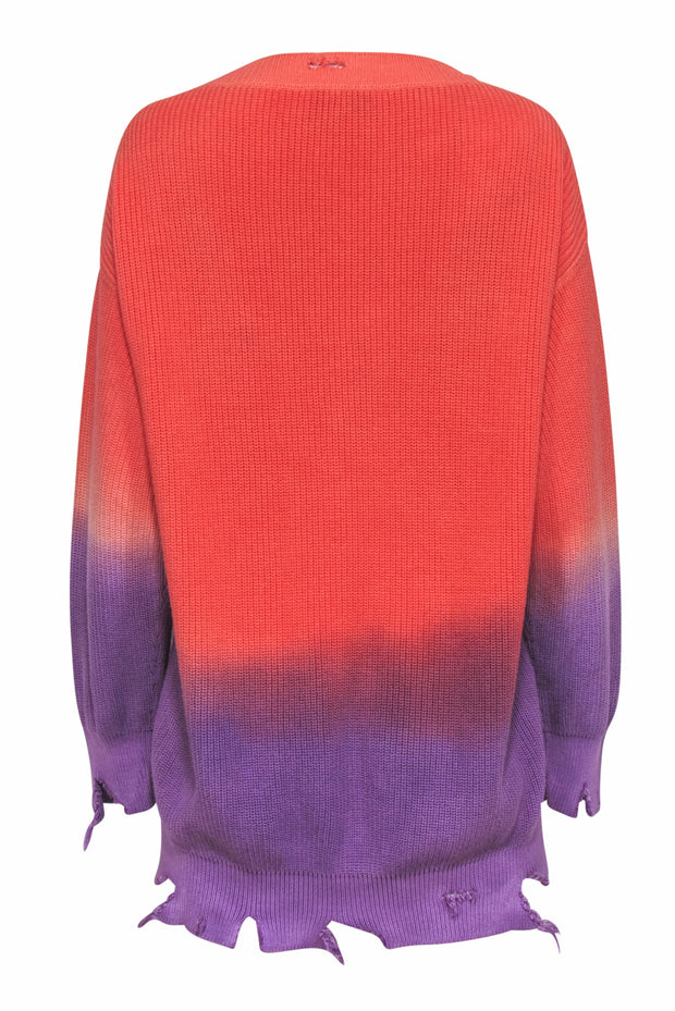 Current Boutique-MSGM - Orange & Purple Ombre Knit V-Neck Sweater Sz S