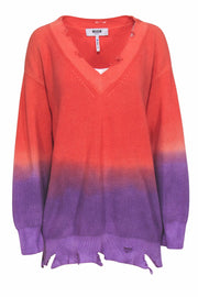 Current Boutique-MSGM - Orange & Purple Ombre Knit V-Neck Sweater Sz S