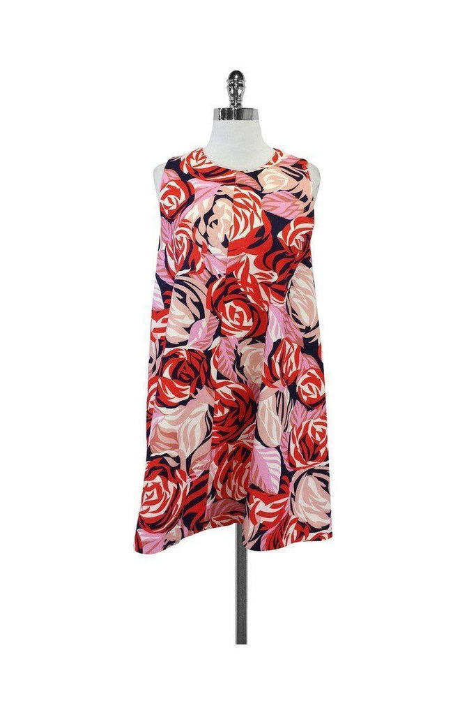 MSGM - Pink & Red Floral Cotton Sleeveless Trapeze Dress Sz 8