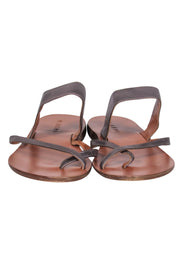 Current Boutique-M. Gemi - Pewter Metallic Leather Strappy Slide Sandals Sz 7.5
