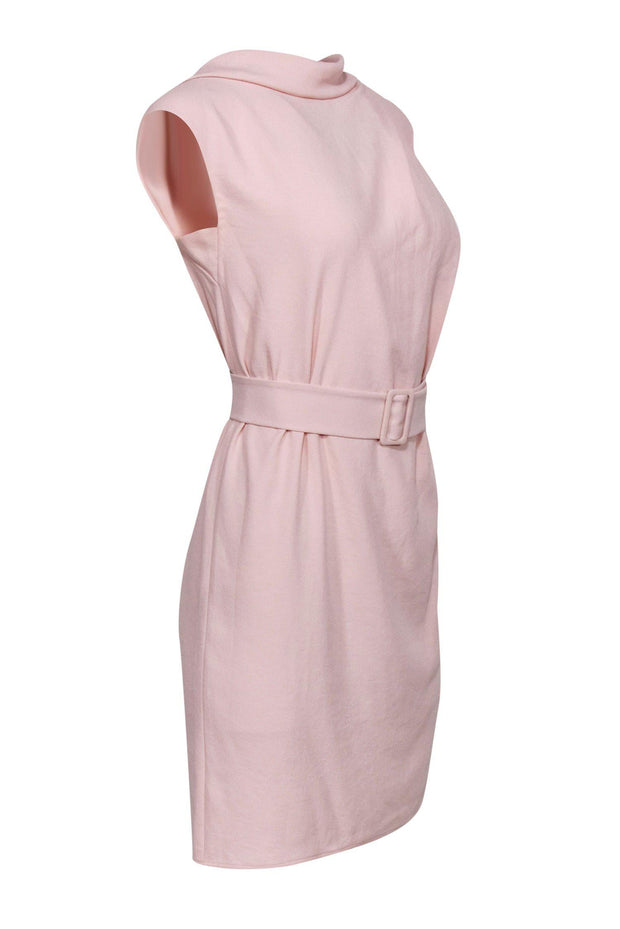 Current Boutique-M.M.LaFleur - Baby Pink Cowl Neck Belted Dress Sz 2