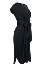 Current Boutique-M.M.LaFleur - Black Crinkled Textured Maxi Dress w/ Belt Sz 4