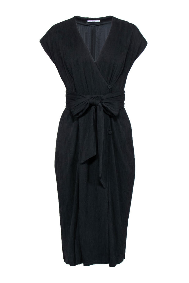 Current Boutique-M.M.LaFleur - Black Crinkled Textured Maxi Dress w/ Belt Sz 4