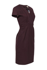 Current Boutique-M.M.LaFleur - Burgundy Short Sleeve Pleated “Emma” Sheath Dress Sz 6