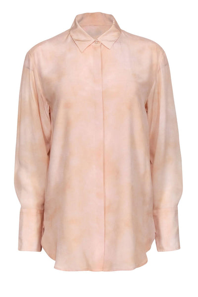Current Boutique-M.M.LaFleur - Peach Button-Up Silk Blouse Sz M