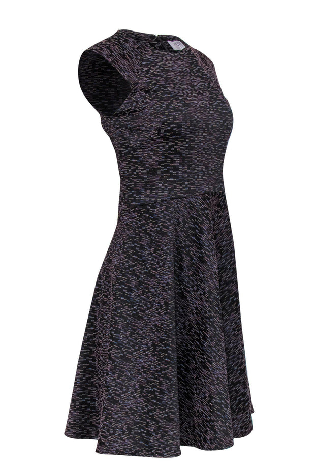 Current Boutique-M.M.LaFleur - Purple & Black Textured Printed "Toi" Fit & Flare Dress Sz 4