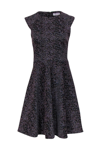 Current Boutique-M.M.LaFleur - Purple & Black Textured Printed "Toi" Fit & Flare Dress Sz 4