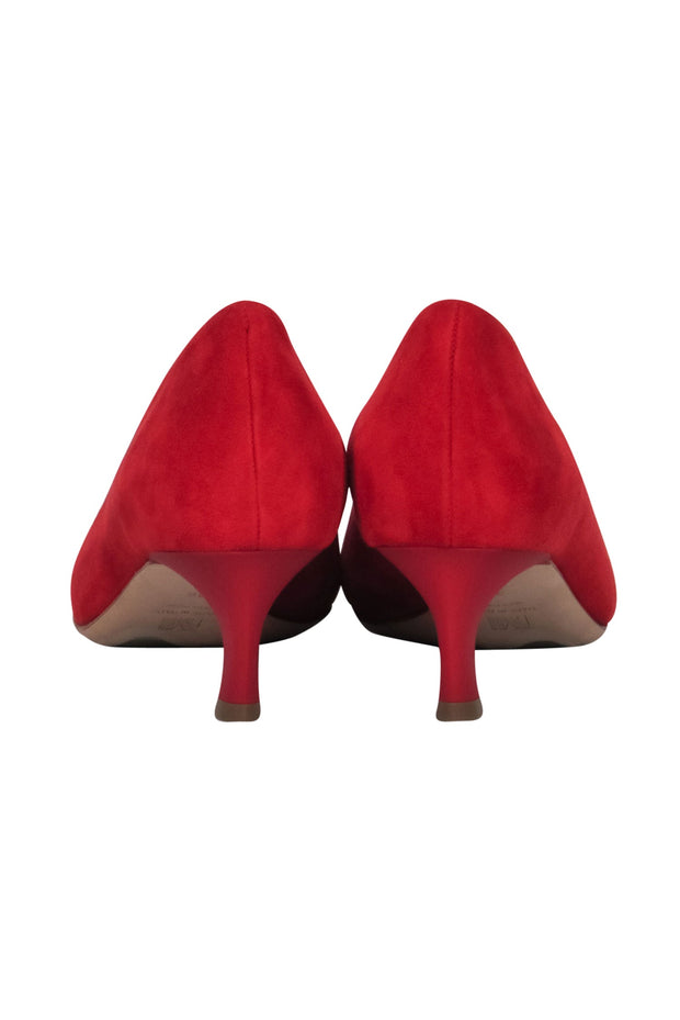 Current Boutique-M.M.LaFleur - Red Suede Pointed Toe Kitten Heels Sz 6