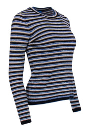 Current Boutique-M.i.h Jeans - Blue & Tan Striped Merino Wool Sweater Sz M
