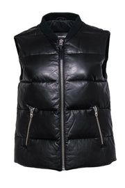 Current Boutique-Mackage - Black Leather Zip-Up Puffer Vest Sz S/P