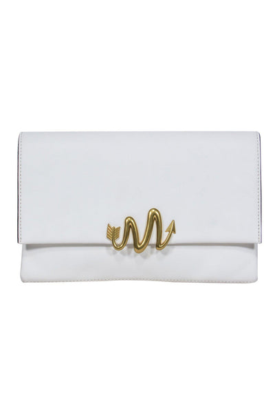 Current Boutique-Mackage - Ivory Leather Fold-Over Clutch