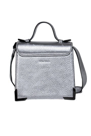 Current Boutique-Mackage - Silver Pebbled Leather Small Square Convertible "Rubie" Crossbody