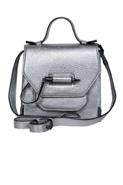 Current Boutique-Mackage - Silver Pebbled Leather Small Square Convertible "Rubie" Crossbody