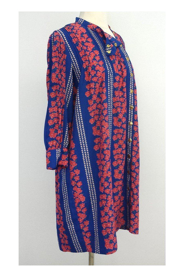 Current Boutique-Madchen - Blue & Pink Floral Print Shift Dress Sz 6