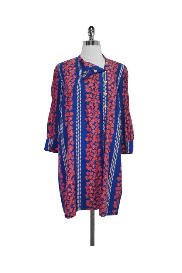 Current Boutique-Madchen - Blue & Pink Floral Print Shift Dress Sz 6