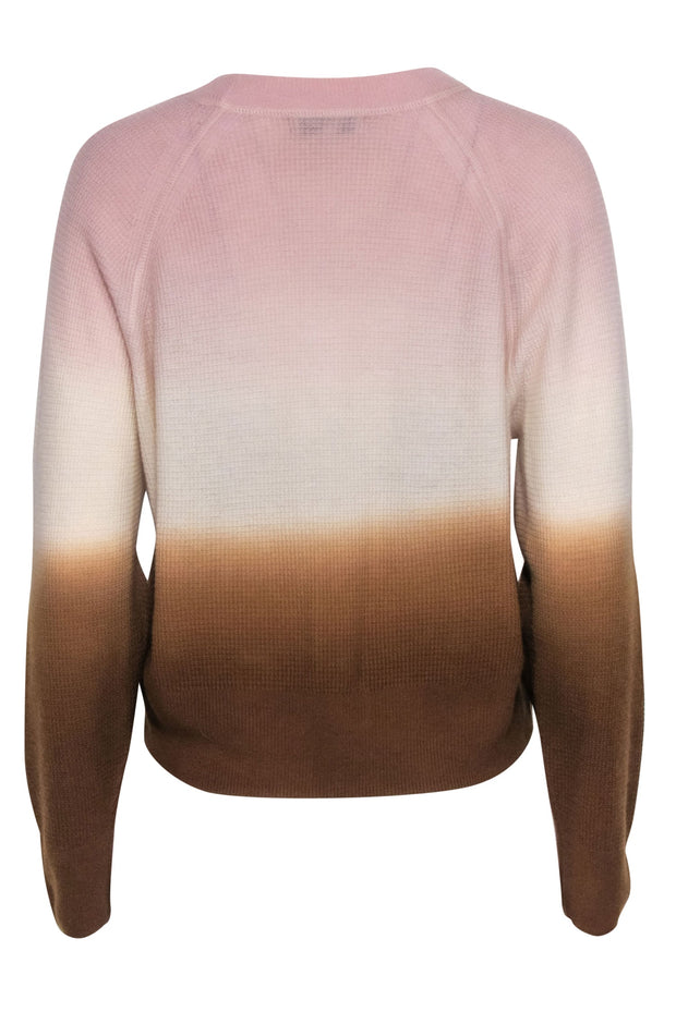 Current Boutique-Madewell - Pink & Brown Ombre Waffle Knit Cashmere Sweater Sz M