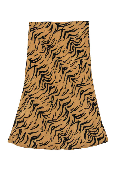 Current Boutique-Madewell - Tan & Black Tiger Print Silk Midi Slip Skirt Sz 2