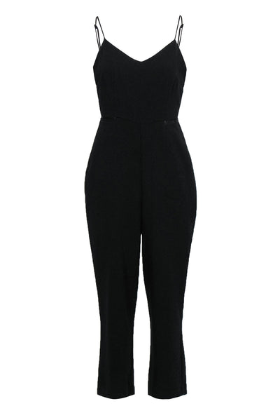 Current Boutique-Maeve - Black Sleeveless Wide Leg Jumpsuit w/ Satin Trim Sz 6