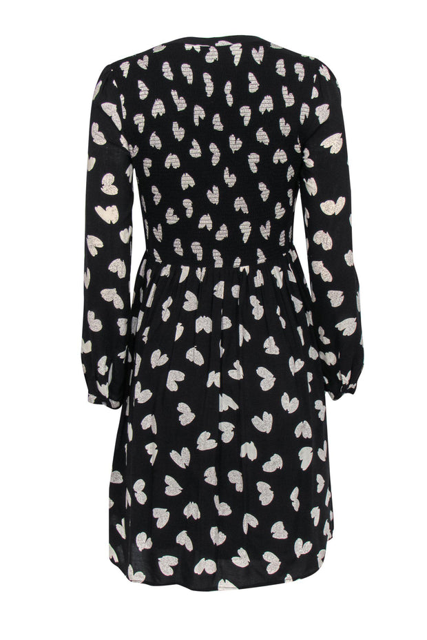 Maeve - Black & White Heart Print Long Sleeve Fit & Flare Dress Sz XS –  Current Boutique