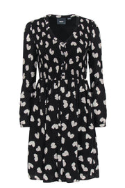 Current Boutique-Maeve - Black & White Heart Print Long Sleeve Fit & Flare Dress Sz XS
