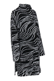 Current Boutique-Maeve - Black & White Zebra Print Wool Blend Longline "Eunice" Cardigan Sz M
