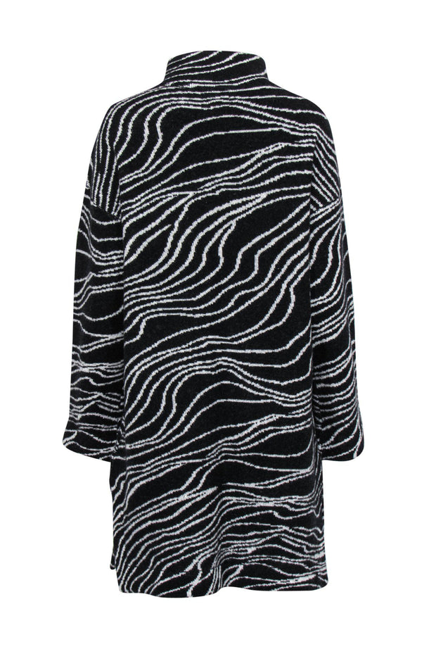 Current Boutique-Maeve - Black & White Zebra Print Wool Blend Longline "Eunice" Cardigan Sz M