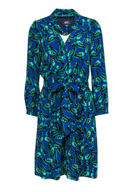 Current Boutique-Maeve - Blue & Green Butterfly Printed Shirtdress Sz S
