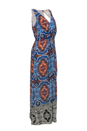 Current Boutique-Maeve - Blue & Orange Bohemian Print Sleeveless Maxi Dress Sz 10
