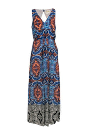 Current Boutique-Maeve - Blue & Orange Bohemian Print Sleeveless Maxi Dress Sz 10